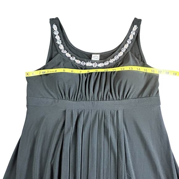 Sangria Dress Sz 12 Black Bejeweled Pleated Empire Waist Cocktail Formal Classic - Picture 12 of 12